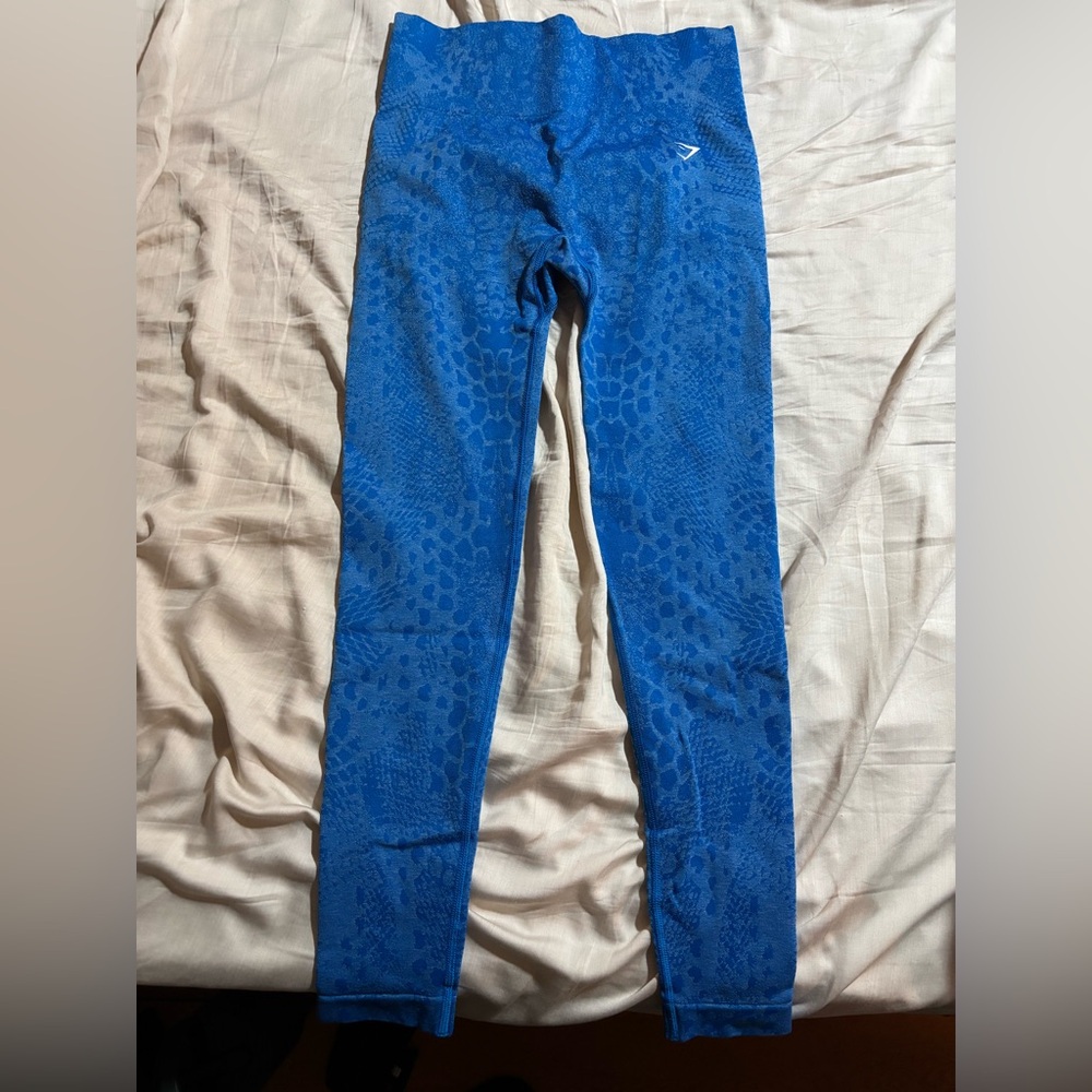 Women’s Gymshark Whitney Animal Blue Leggings Size Medium. Worn once